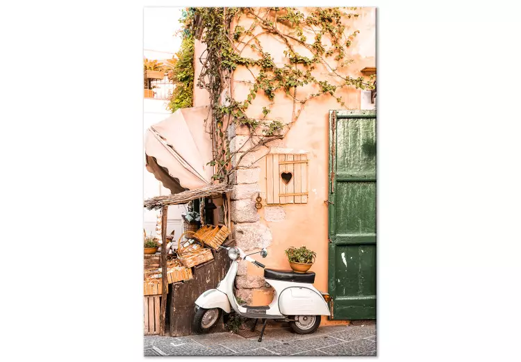 Canvas Italian Afternoon (1-piece) Vertical - motorcycle landscape on the street
