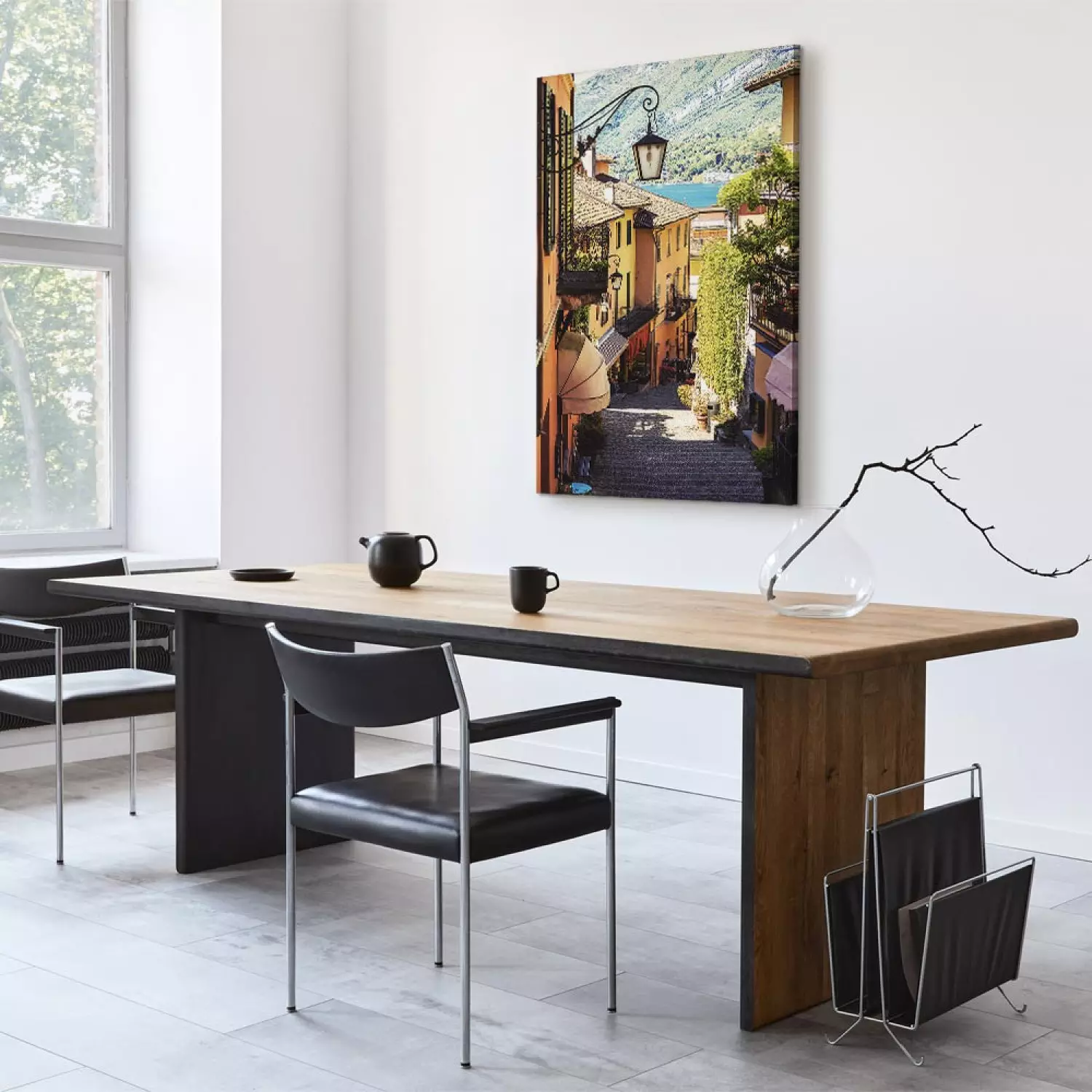 Canvas Sunny Waterfront Vertical - city architecture landscape