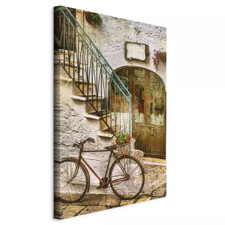 Bike on the stone stairs - photography of the Italian town