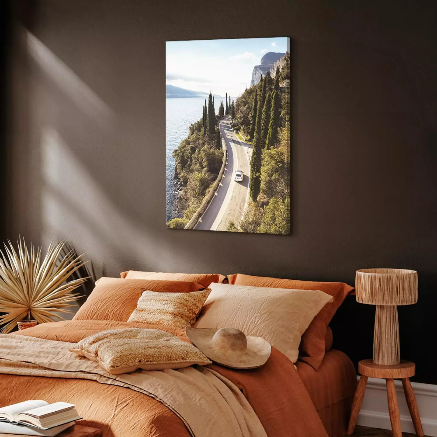 Canvas Print View of Lake Garda - summer landscape with winding, mountain road