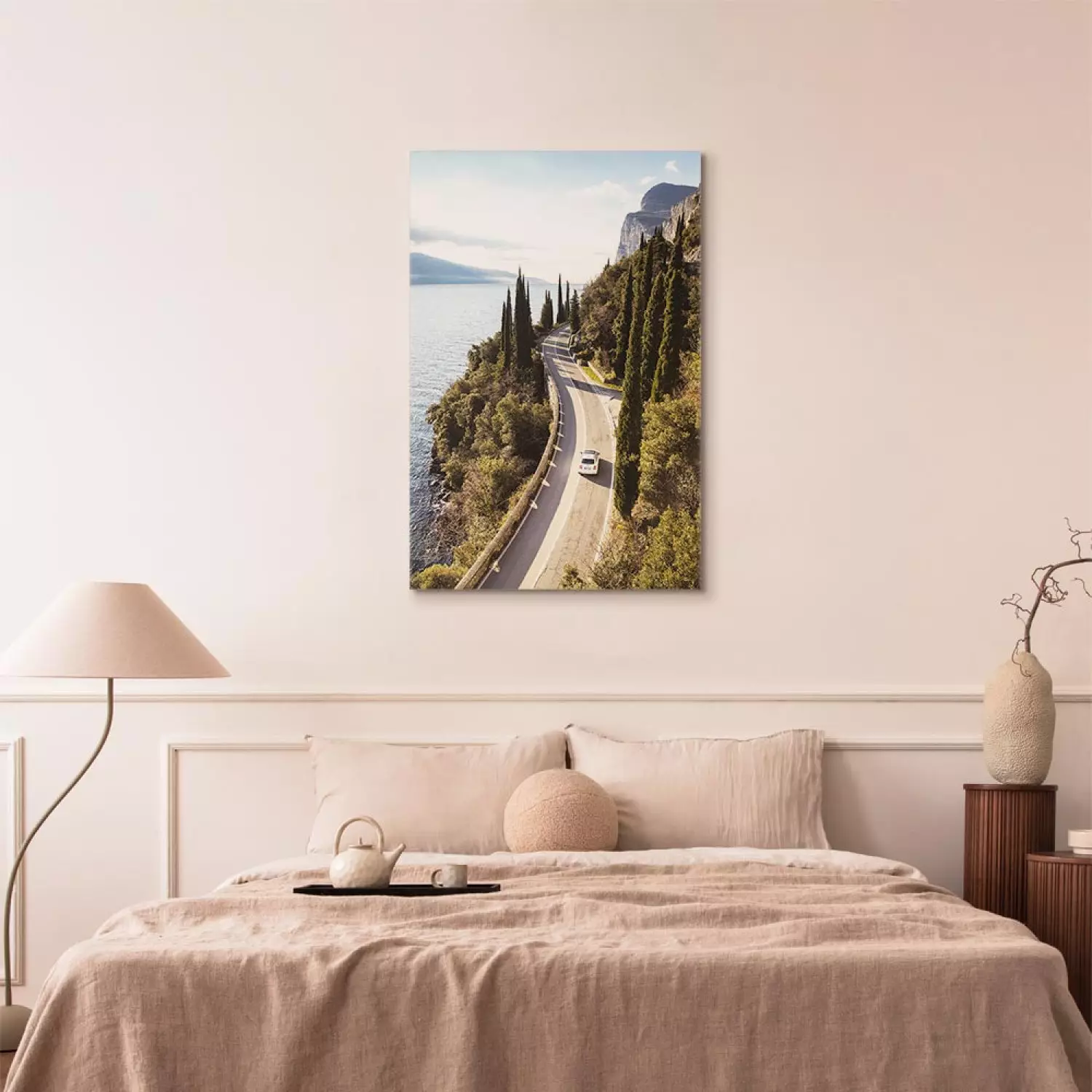 Canvas Print View of Lake Garda - summer landscape with winding, mountain road