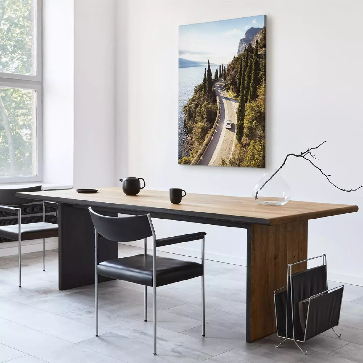 Canvas Print View of Lake Garda - summer landscape with winding, mountain road