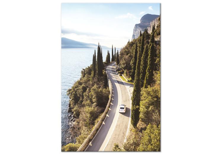 Canvas View of Lake Garda - summer landscape with winding, mountain road