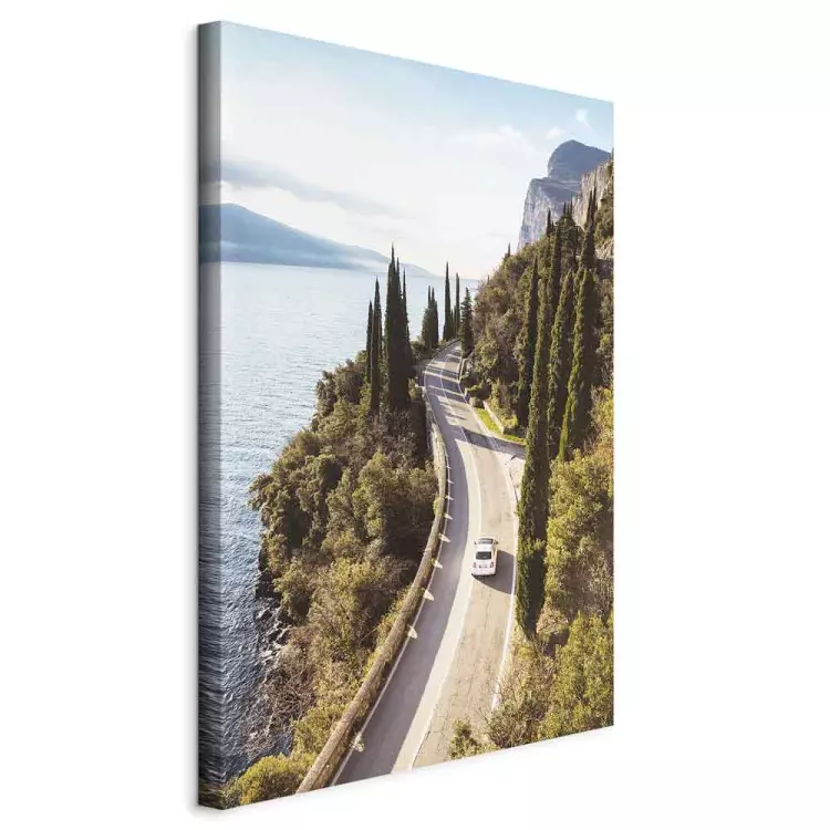 View of Lake Garda - summer landscape with winding, mountain road