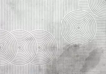 Photo Wallpaper Stripes and wheels - black and white abstraction in geometric shapes Wallpaper Cropper