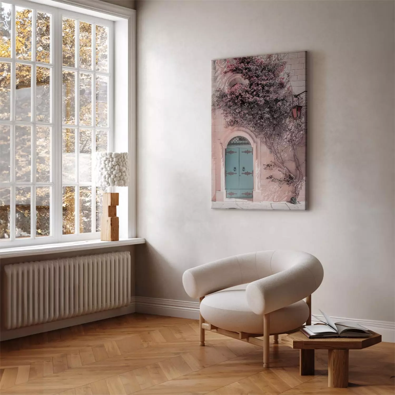 Canvas Blue Doors Vertical - architecture in boho motif
