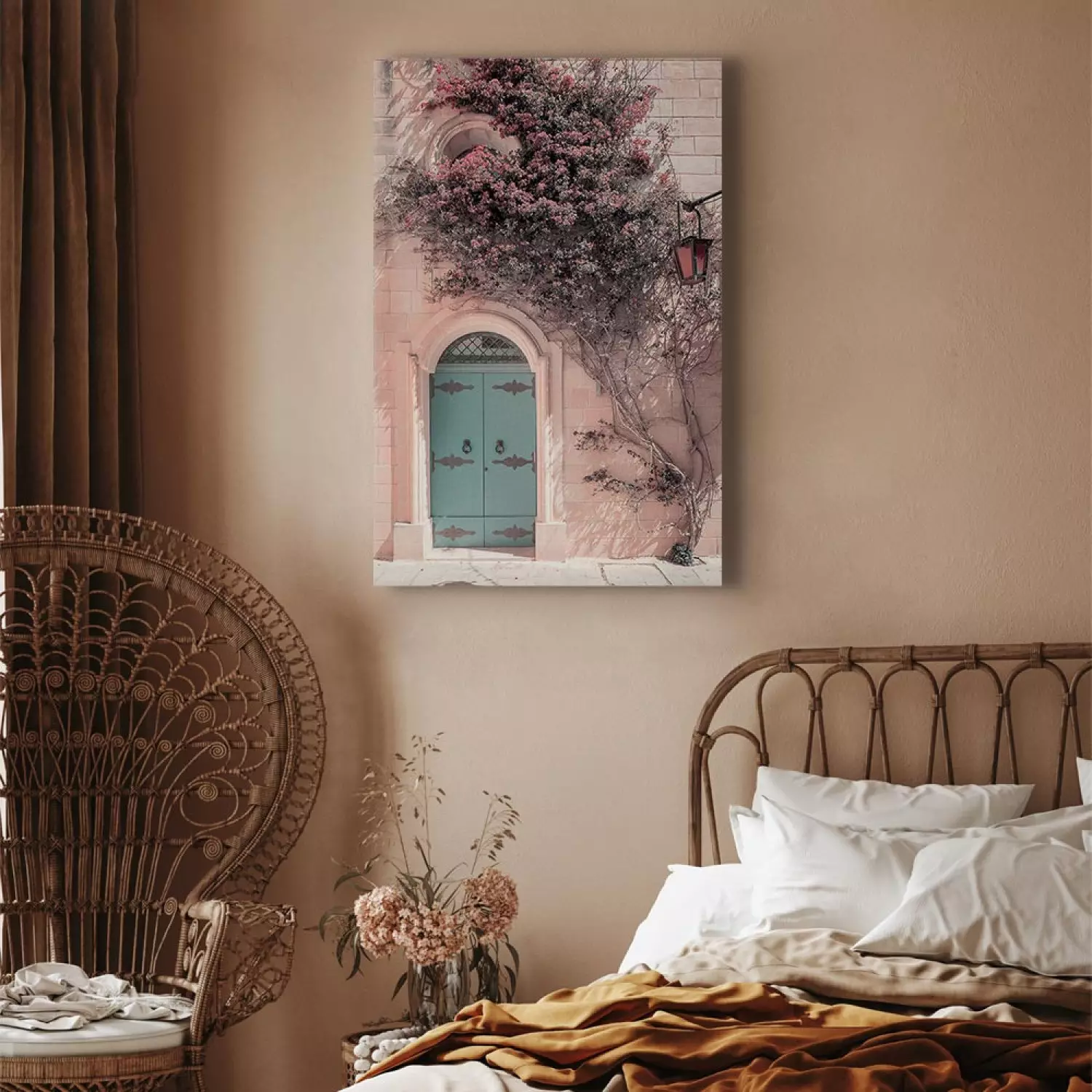 Canvas Blue Doors Vertical - architecture in boho motif