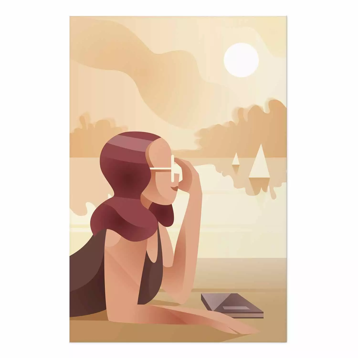 Poster Vacation Journal - warm summer composition with a woman on the beach