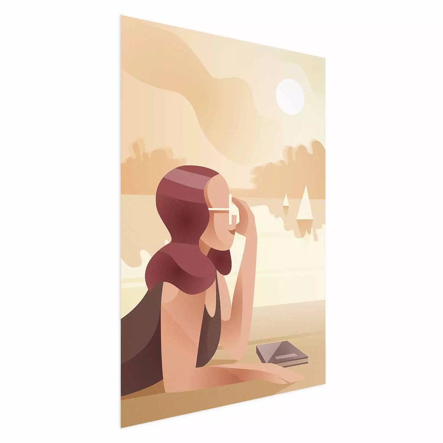 Poster Vacation Journal - warm summer composition with a woman on the beach