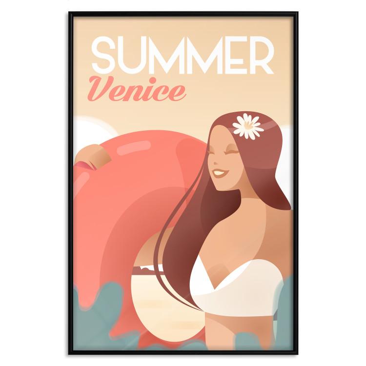 Poster Venetian Beach - summer composition with a woman and English text