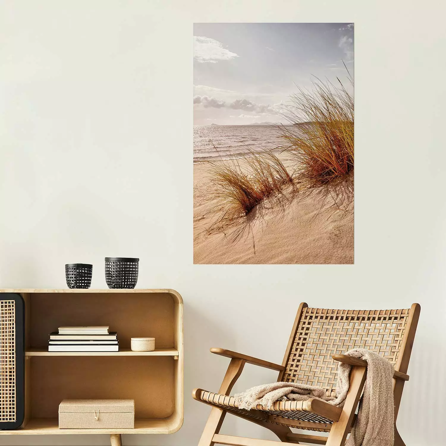 Wall Poster Afternoon Wind - seascape and sandy beach in summer