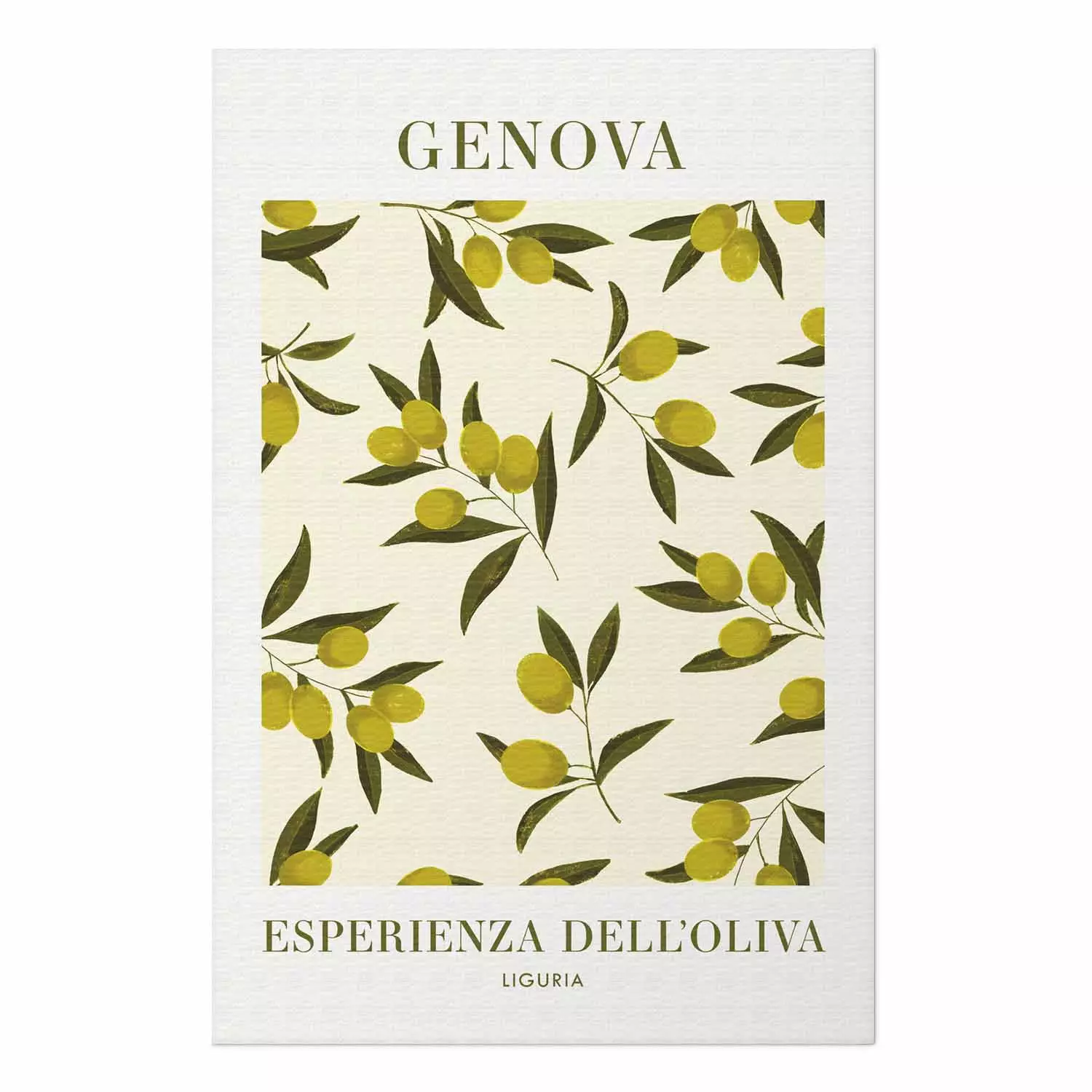 Wall Poster Ligurian Olives - simple composition with small fruits and Italian writings