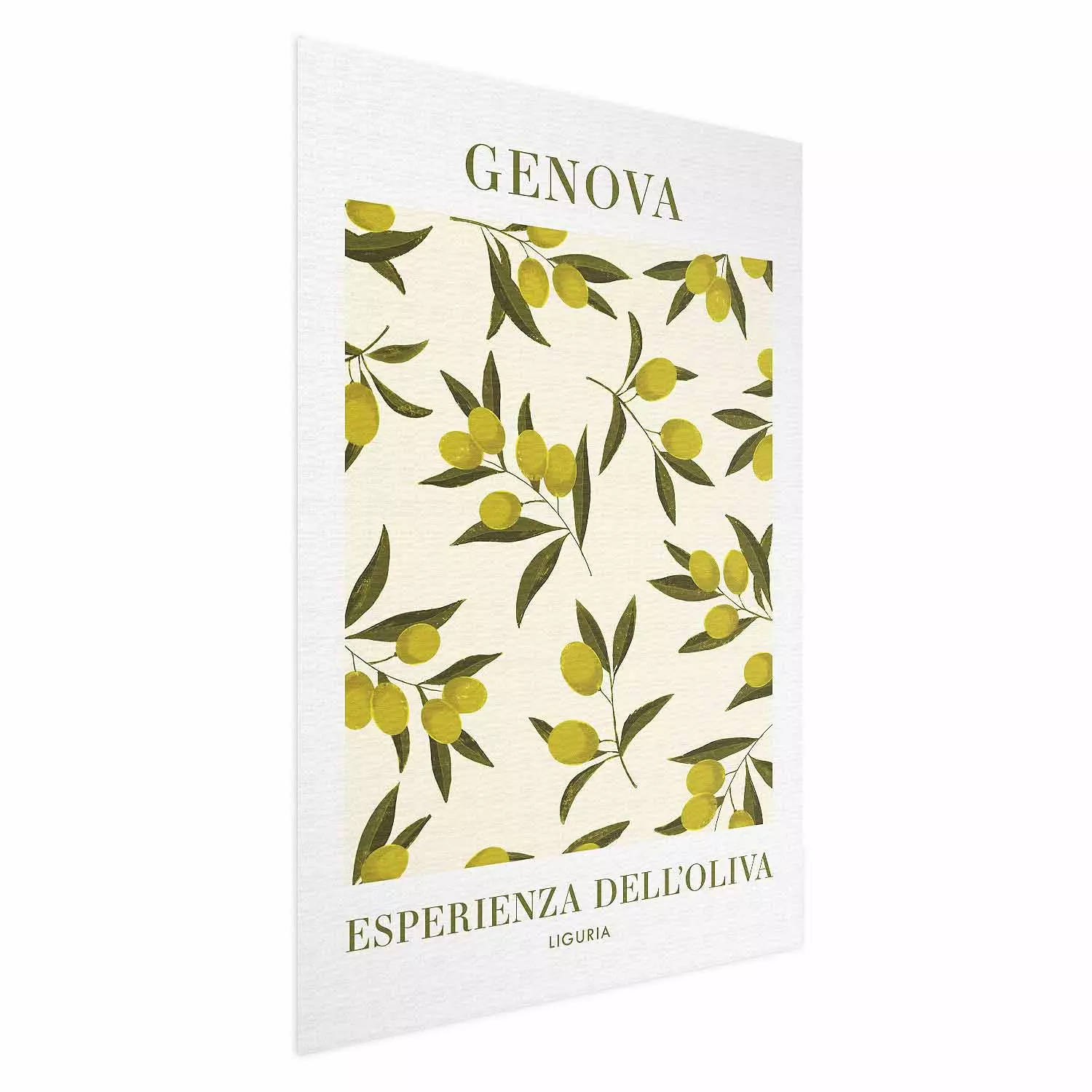 Wall Poster Ligurian Olives - simple composition with small fruits and Italian writings