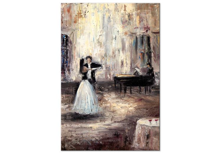 Canvas Dancing couple - artistic composition with people and piano