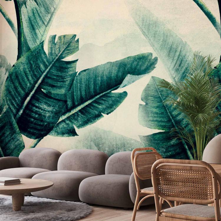 Wall Mural Abstract nature in yellow tones - tropical banana leaves