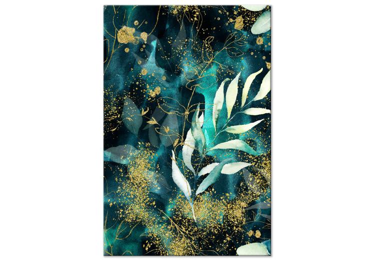 Canvas Starry Nature (1-piece) Vertical - abstract blue leaves