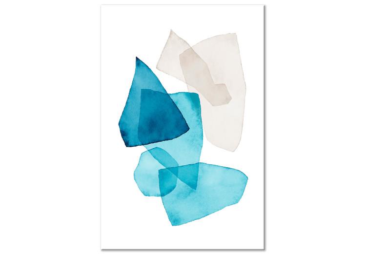 Canvas Blue and beige shapes - Abstraction stylized on watercolor