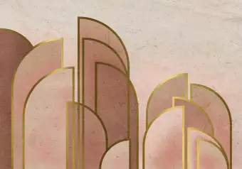 Photo Wallpaper Pink abstract with arches - geometric composition in art deco style Wallpaper Cropper