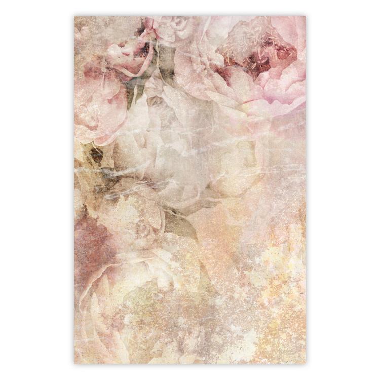 Poster Late Summer - warm floral composition with pink peony flowers