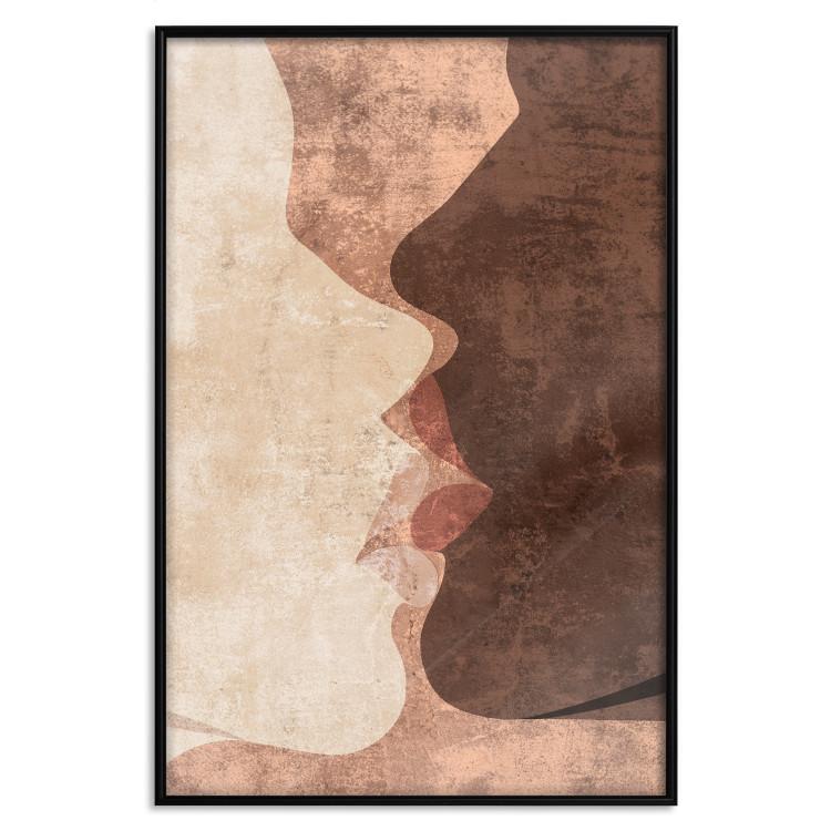 Poster Otherworldly Kiss - a warm romantic abstraction of human faces