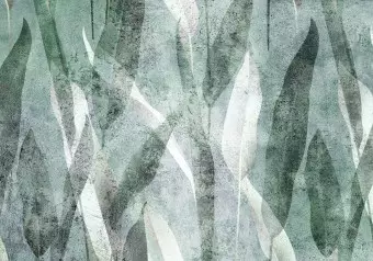 Wall Mural Green, white and gray leaves - composition with plant motifs Wallpaper Cropper