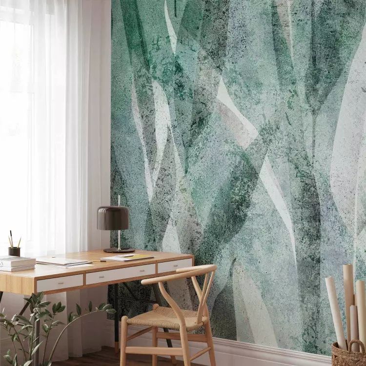 Green, white and gray leaves - composition with plant motifs