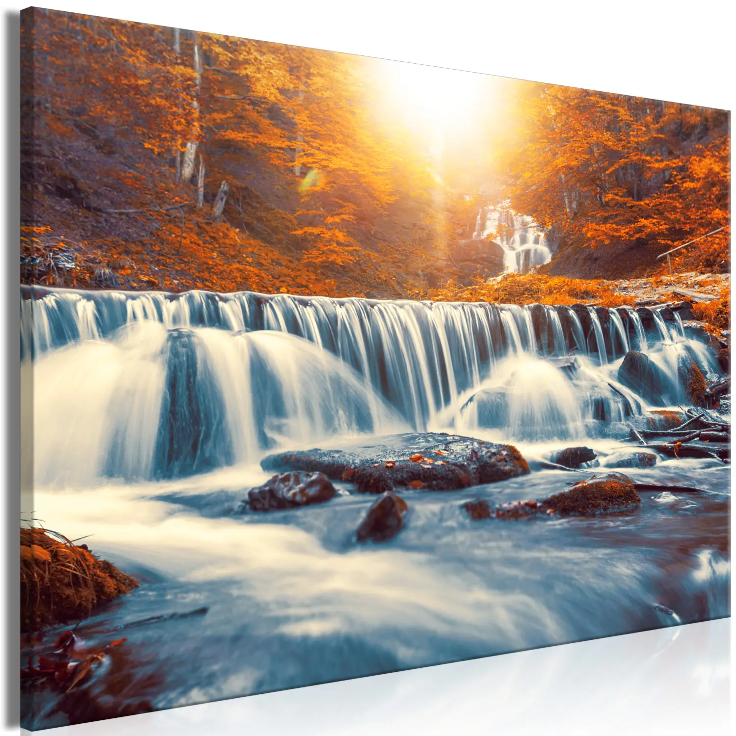 Large XXL canvas print Mad Waterfall Orange - mountain river