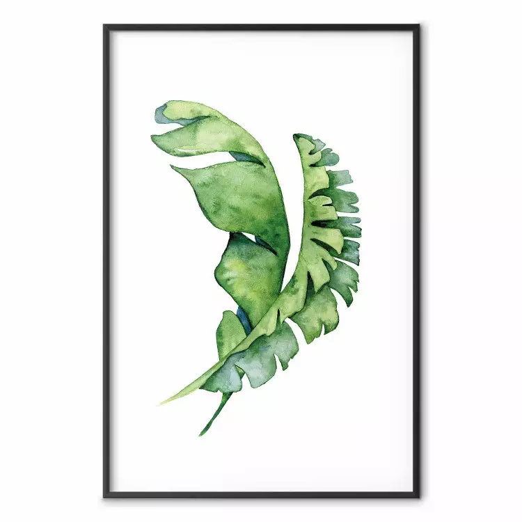 Intertwined Leaves - watercolor composition with green foliage on white