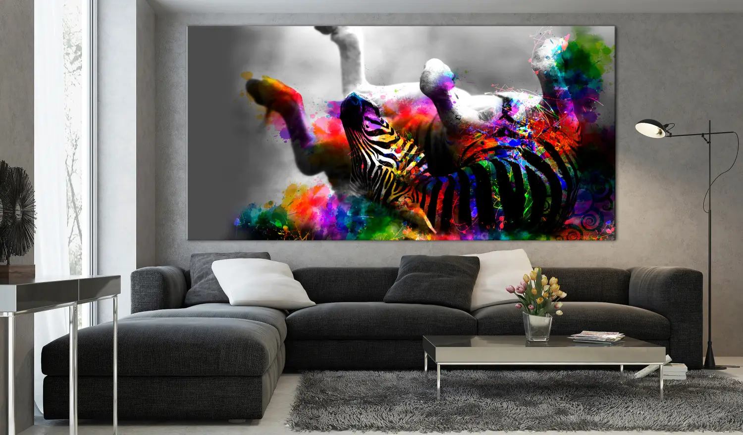 Large XXL canvas print Happy Zebra II - African Animal on a Large XXL canvas print Happy Zebra II - African Animal on a