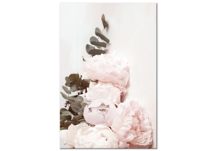 Canvas Vanilla Peonies (1-piece) Vertical - flowers in shabby chic motif