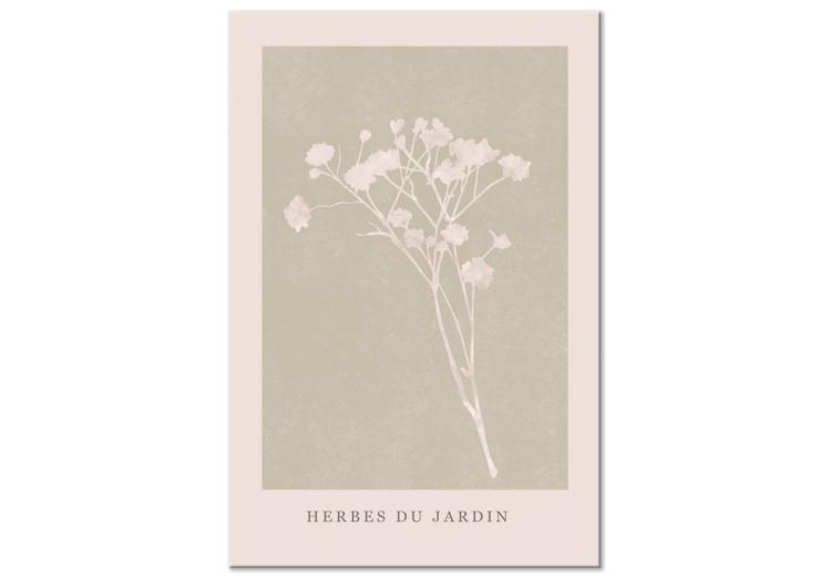 Canvas Herbs in the garden - twig on a beige background with the inscription