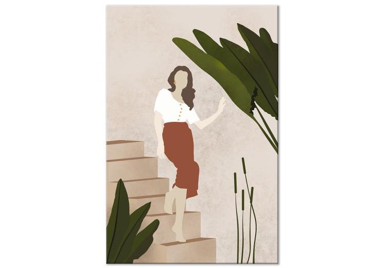 Canvas Woman going down the stairs - Scandi Boho style composition