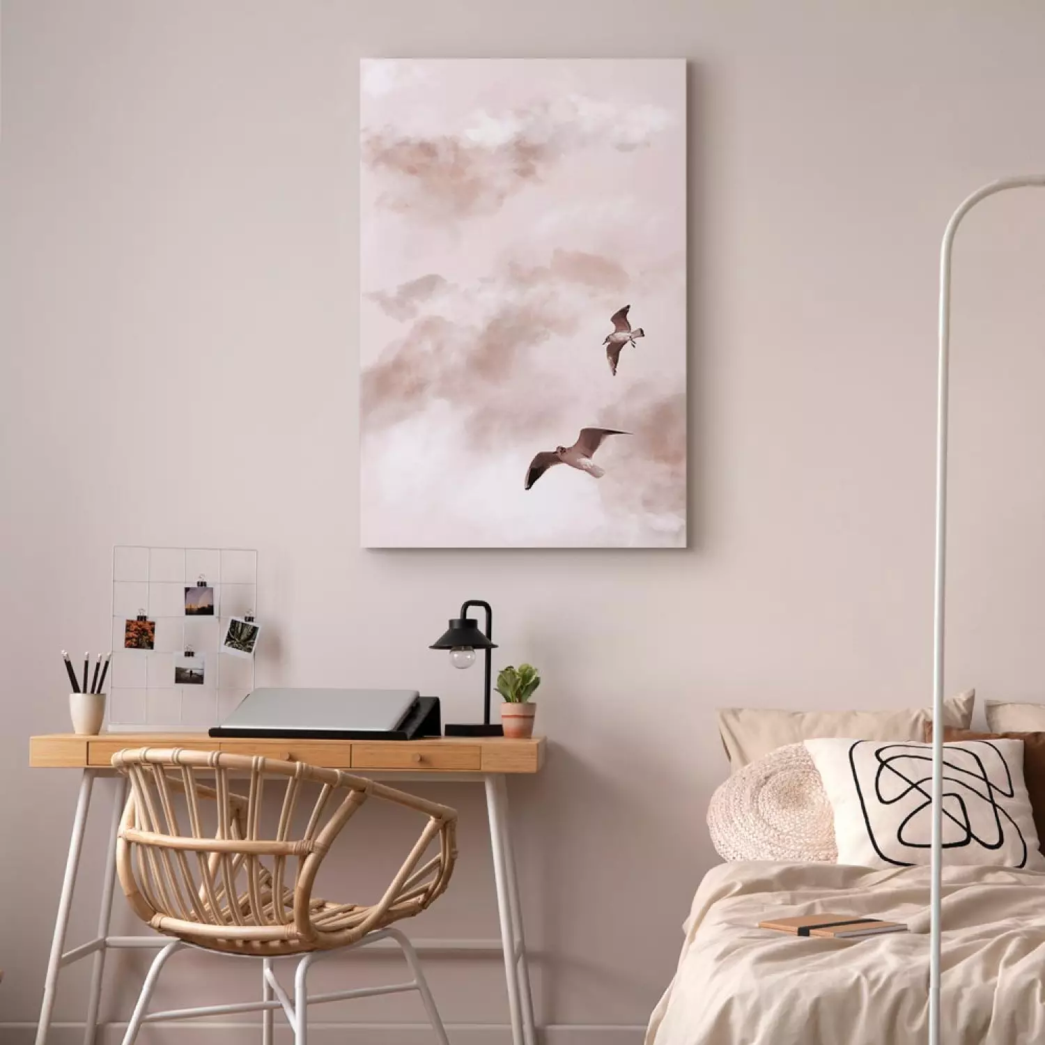 Canvas Art Print Celestial Lovers Vertical - birdscape in the sky