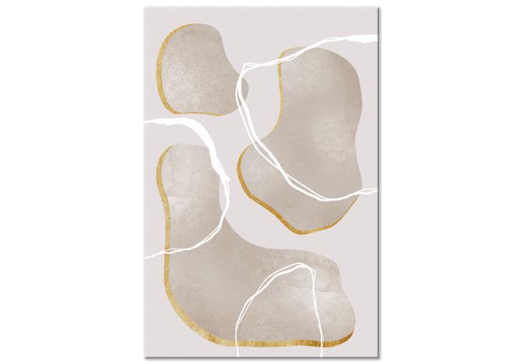 Canvas Fragments of Gray Marble - Beige Abstraction in Scandi Boho style