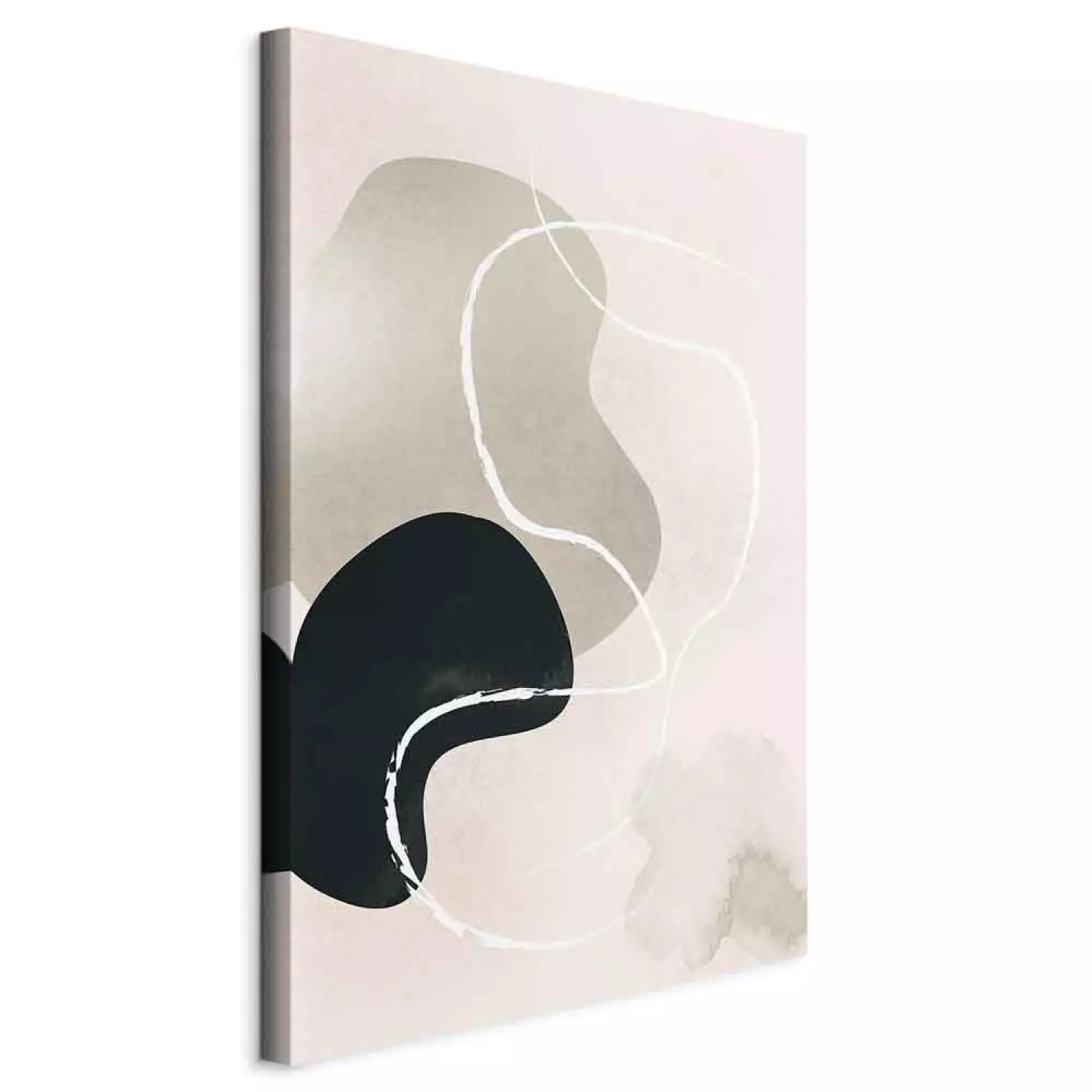 Canvas Print Gray and black streaks with white thread - Scandi Boho style