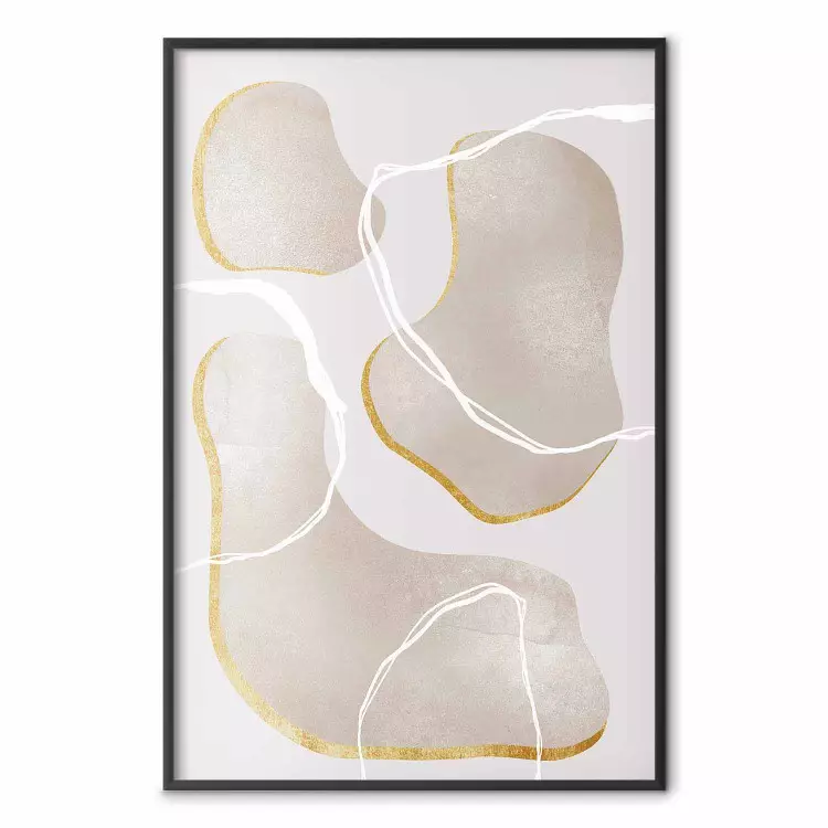 Beach Dream - simple abstraction with beige round shapes and white lines