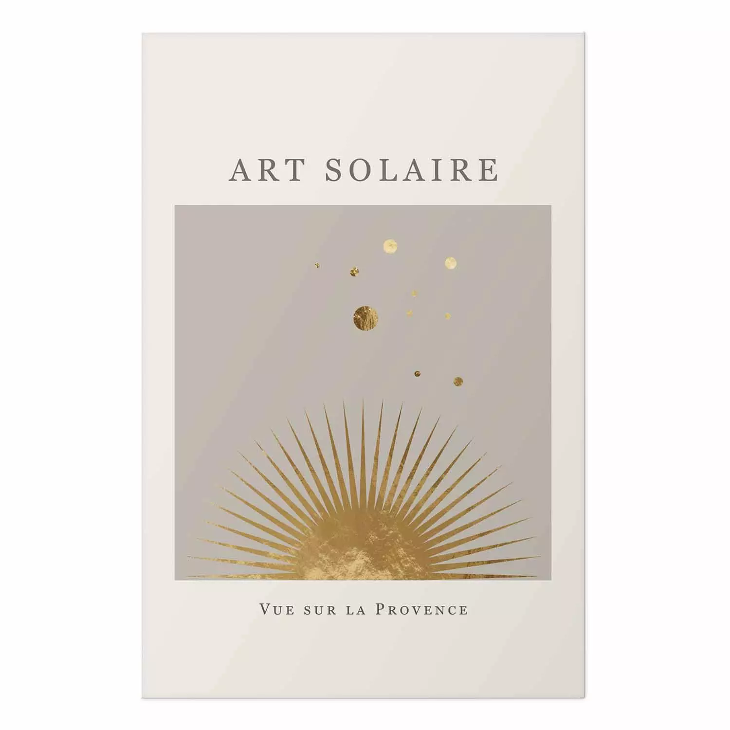 Poster Sunny Art - golden sun and dark text in scandi boho style