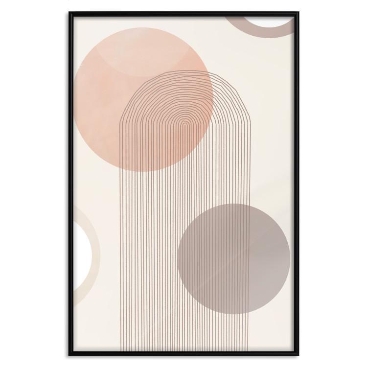 Poster Fountain - geometric abstraction in rounded shapes in scandi boho style