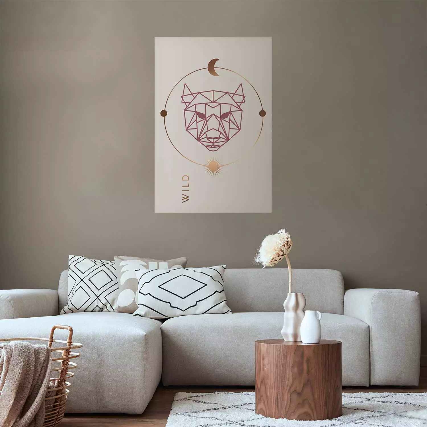 Wall Poster Wild Heart - animal and solar system arrangement in a geometric abstraction