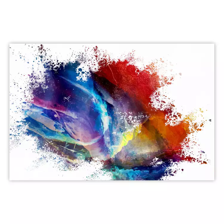 Poster Horizontal Color Spot - a full rainbow shades abstraction on white