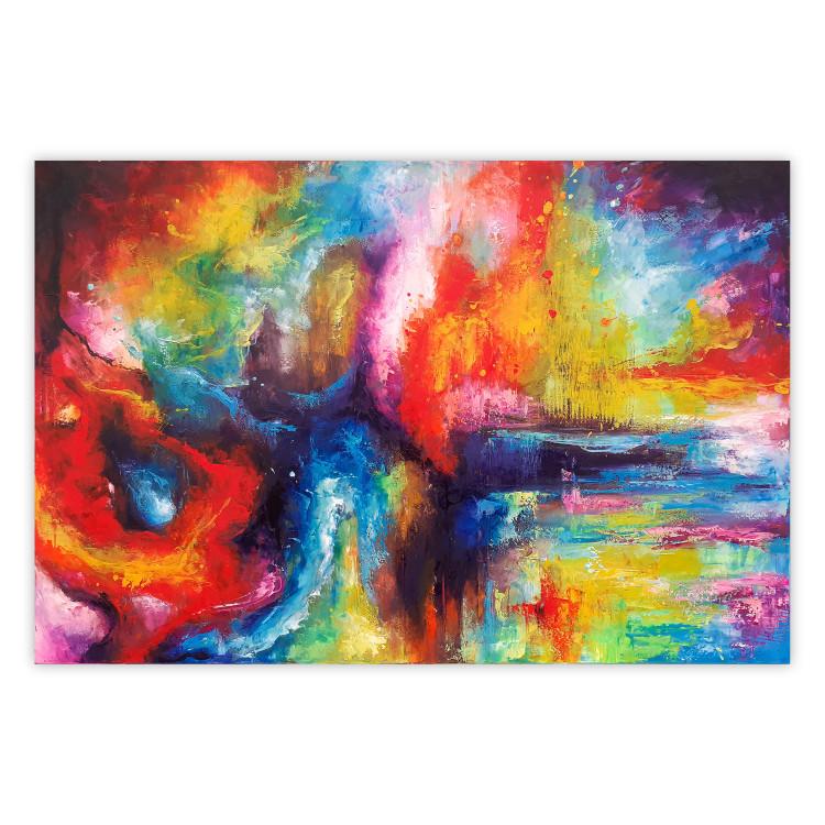 Poster Horizontal Galaxies - a colorful abstract with spilled paint texture