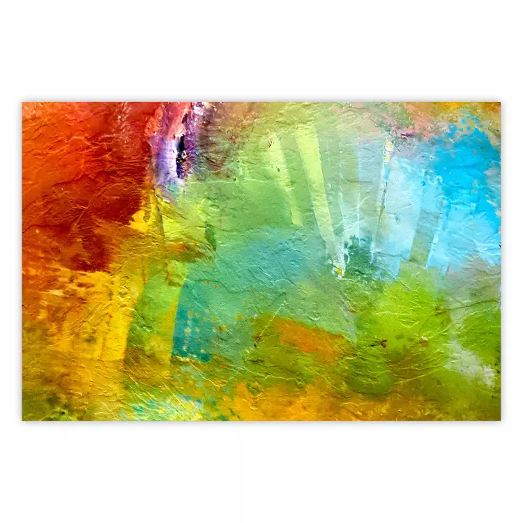 Poster Mountains from Above - a unique colorful abstract with paint texture