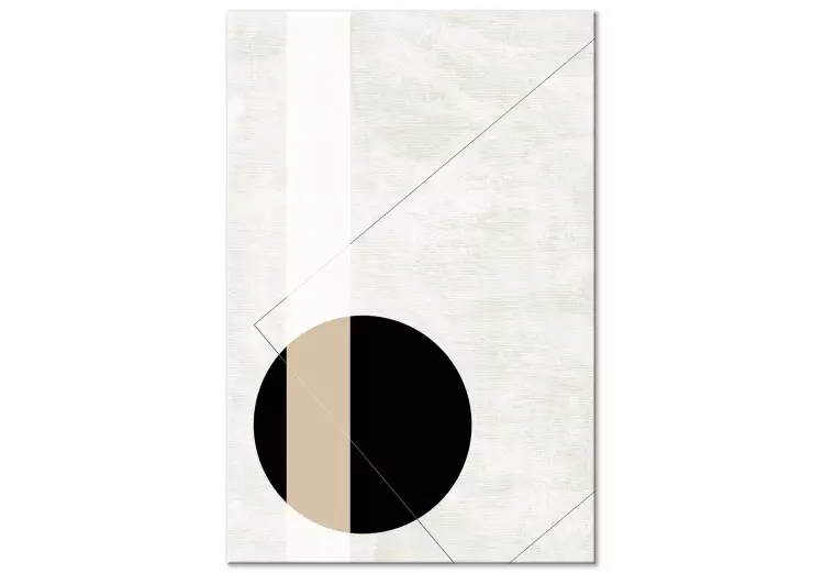 Canvas Black wheel - geometric abstraction on a beige background