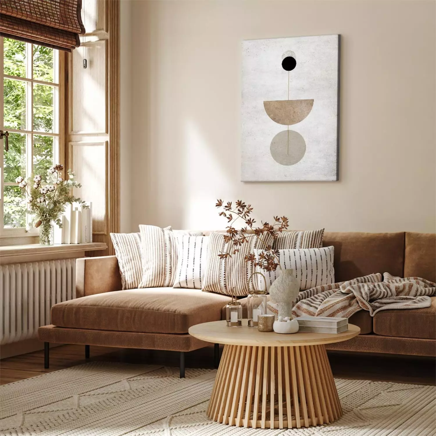 Canvas Art Print Gray-black wheels and semicircles - Abstraction with geometric figures