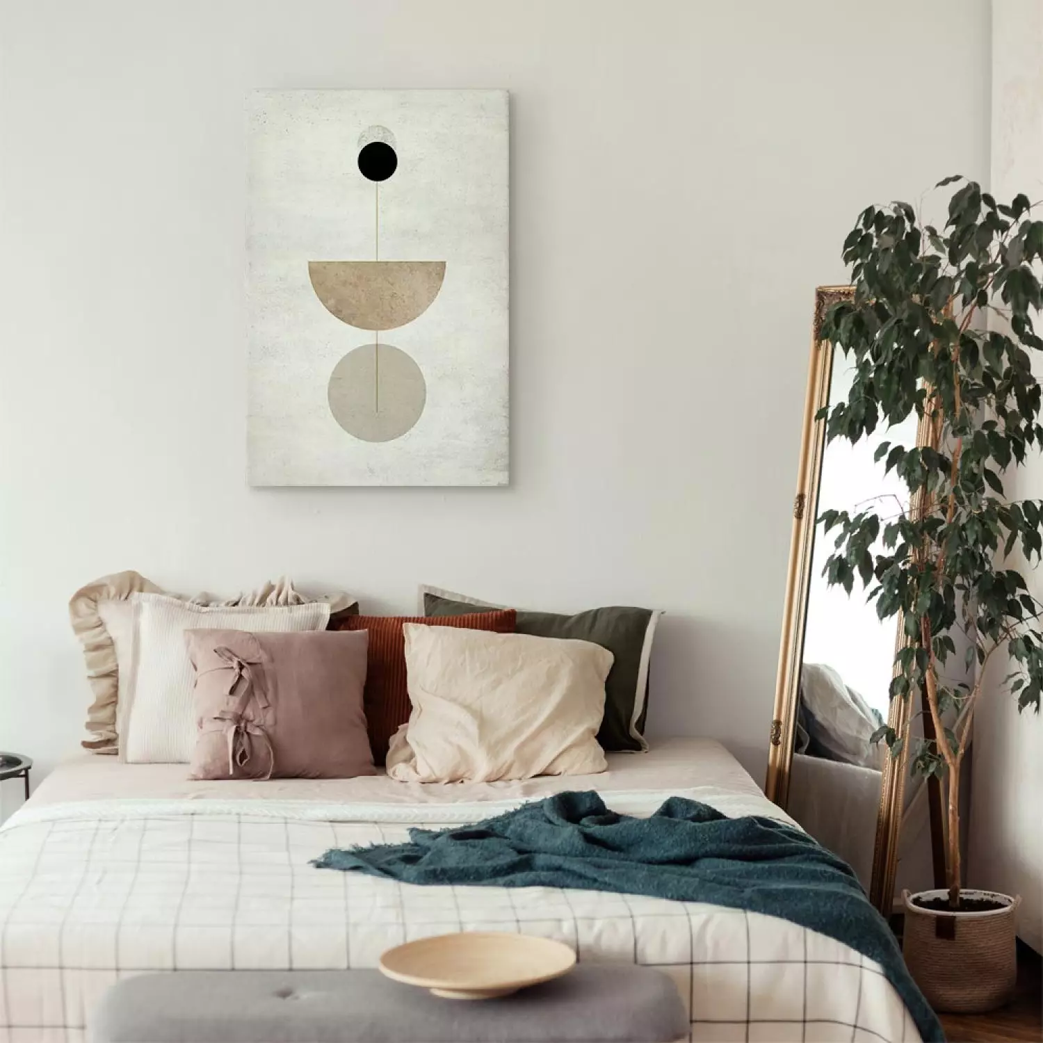 Canvas Art Print Gray-black wheels and semicircles - Abstraction with geometric figures