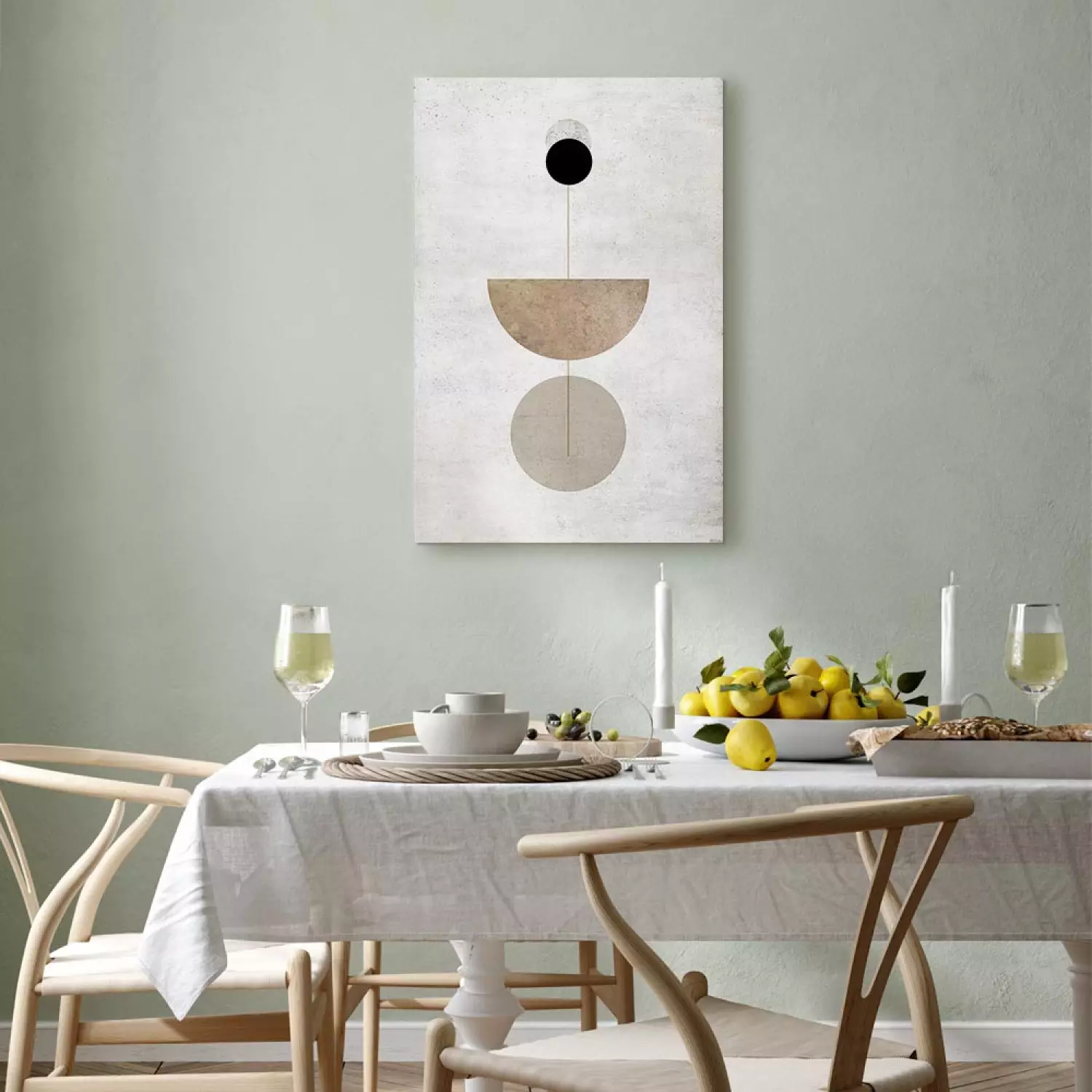 Canvas Art Print Gray-black wheels and semicircles - Abstraction with geometric figures