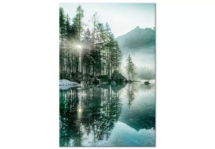 Canvas Morning by the Lake (1-piece) Vertical - mountain landscape scene