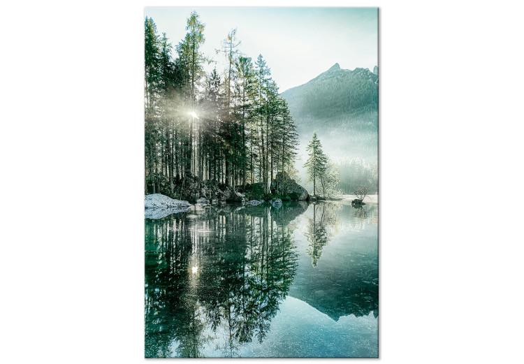 Canvas Morning by the Lake (1-piece) Vertical - mountain landscape scene