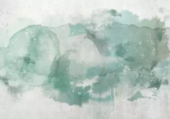 Photo Wallpaper Abstract stains - composition with watercolor, mint blurs Wallpaper Cropper