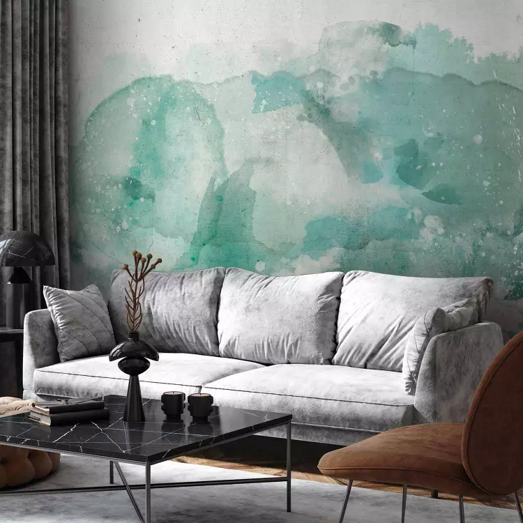 Abstract stains - composition with watercolor, mint blurs